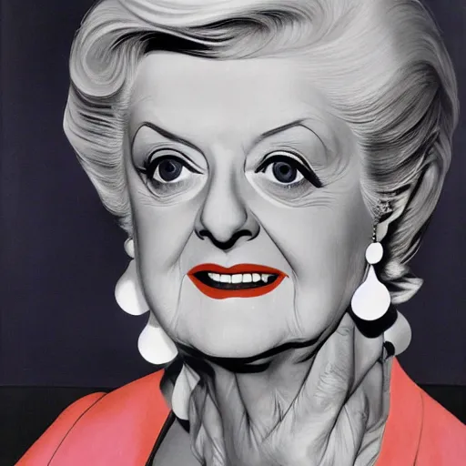 Image similar to very detailed portrait of dame angela lansbury, painted by victor vasarely