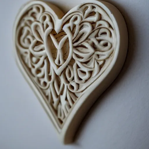 Prompt: intricate heart finely carved into ivory, c anon 5 d 5 0 mm lens