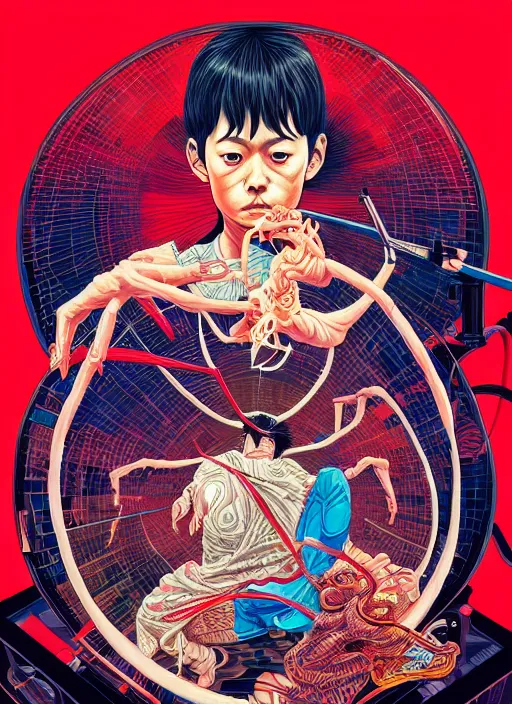 Image similar to akira, junji ito, tristan eaton, victo ngai, artgerm, rhads, ross draws, hyperrealism, intricate detailed