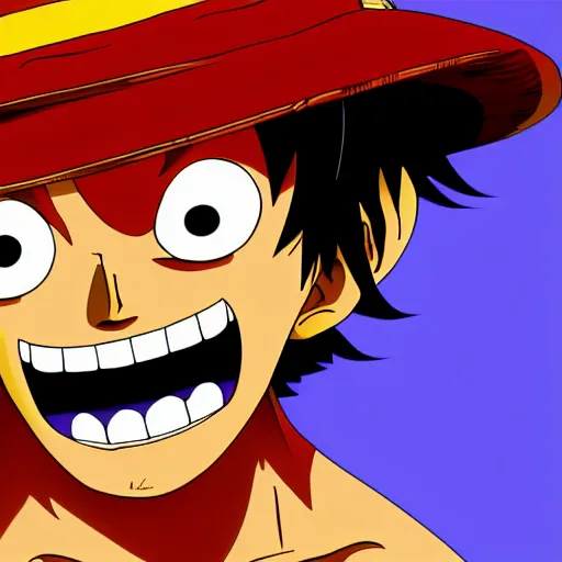 Image similar to monkey d luffy from one piece, 4 k hd, over saturated, bright colours,