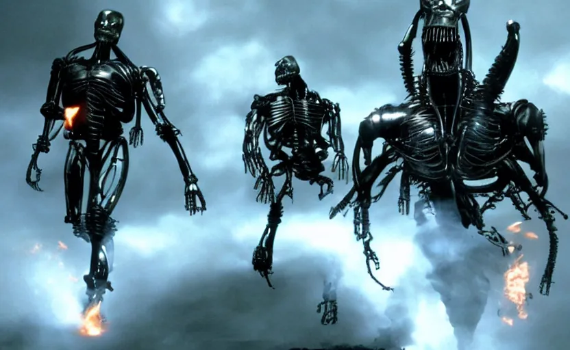 prompthunt: terminator vs alien vs predator vfx film hd