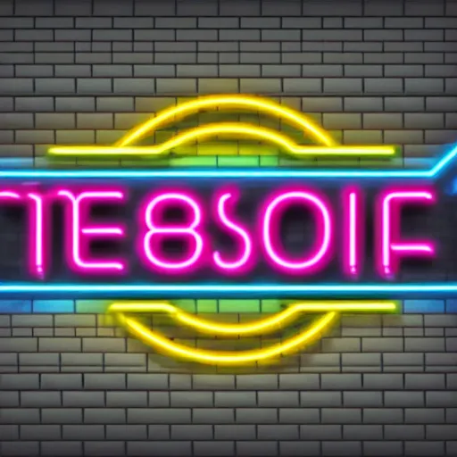 Image similar to chrome text with 80's aeshtetic, colorful neon lights