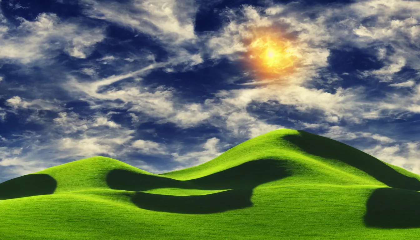 Image similar to Ethereum themed Windows XP desktop wallpaper, cinematic