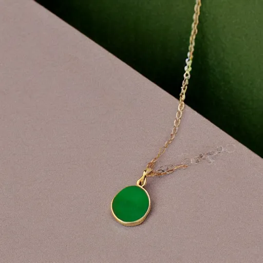 Prompt: simple embroidered clover necklace with jade stone