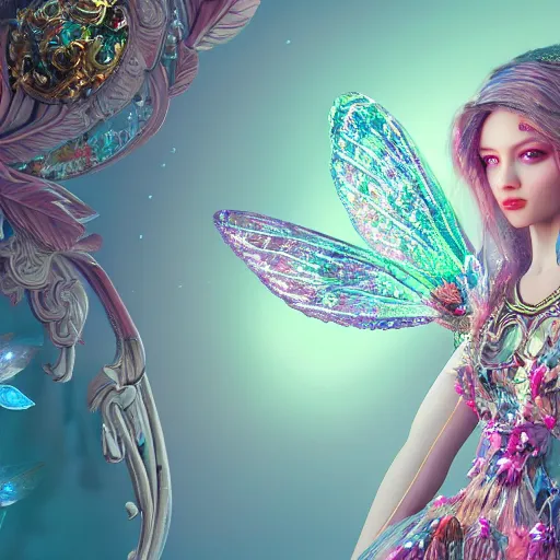 Image similar to portrait of fairy princess, beautiful, attractive, glowing, ornate and intricate, jaw dropping, dynamic lighting, colorful, fairy tale, intricate and detailed, 4 k octane render, intricate wings