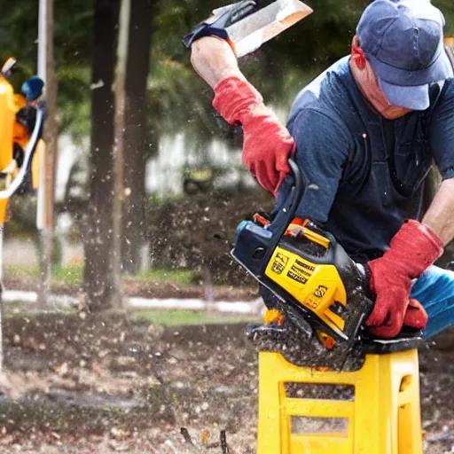 Prompt: screwdriver chainsaw man wreaking havoc