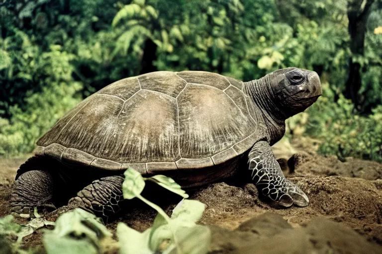 Prompt: a photo of a turtle elephant in its natural habitat, kodak ektachrome e 1 0 0 photography