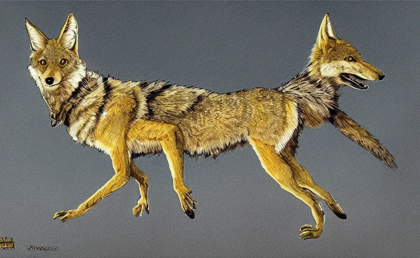 Image similar to scorpion-tailed coyote, fantasy art