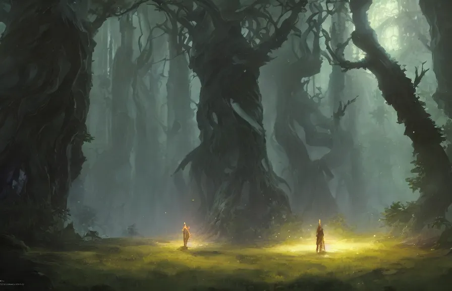 Prompt: greg manchess concept art of a the elderwood dimension, key visual, ambient lighting, highly detailed, digital painting, artstation, concept art, sharp focus, by makoto shinkai and akihiko yoshida and hidari and wlop and greg rutkowski