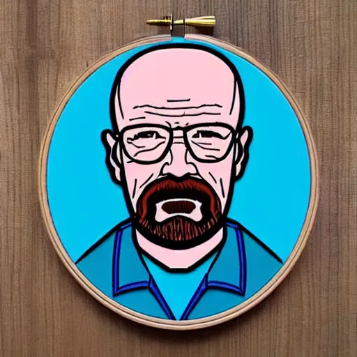 Prompt: Embroidery pattern of Walter White