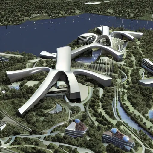 Prompt: futuristic buildings, city, in liberland