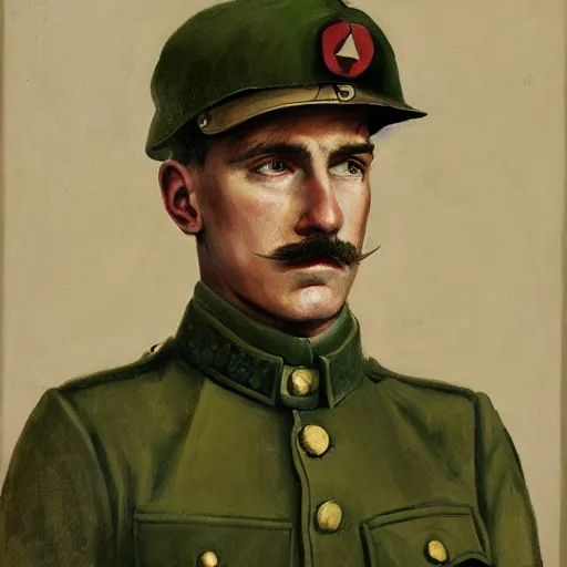 Image similar to portrait of luigi as a world war one soldier