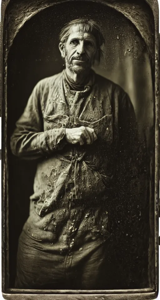 Image similar to a highly detailed wet plate photograph, a portrait of an innkeeper