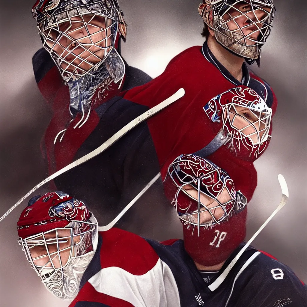 Prompt: beautiful portrait of patrick roy as a hockey coach, fantasy, intricate, elegant, highly detailed, digital painting, artstation, concept art, smooth, sharp focus, luxury fashion illustration, art by artgerm and greg rutkowski and alphonse mucha, brightly lit cinematic soft lighting, photorealistic