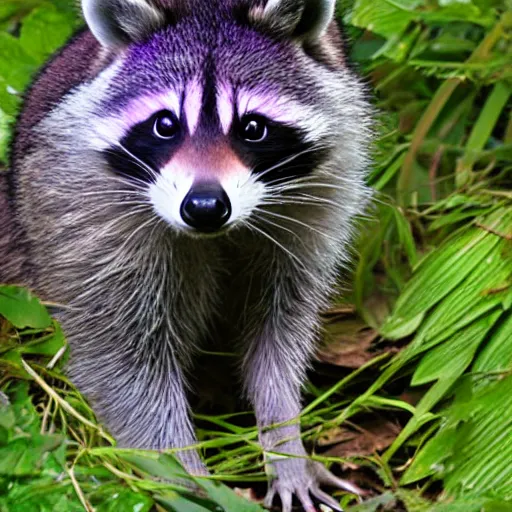 Prompt: purple raccoon