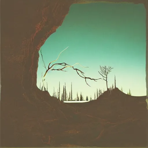 Prompt: album cover art for Bon Iver designed by Rob Sheridan.