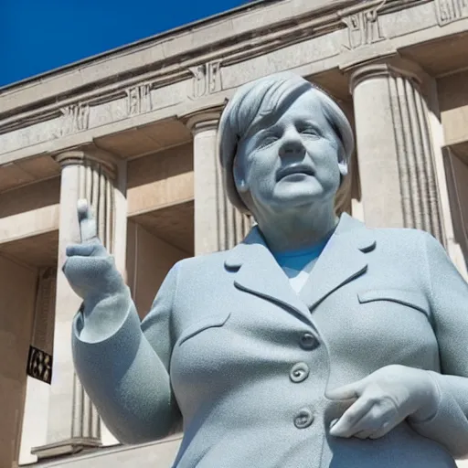 Prompt: Marble of Statue of Angela Merkel staying in Berlin, 4K, photorealistic