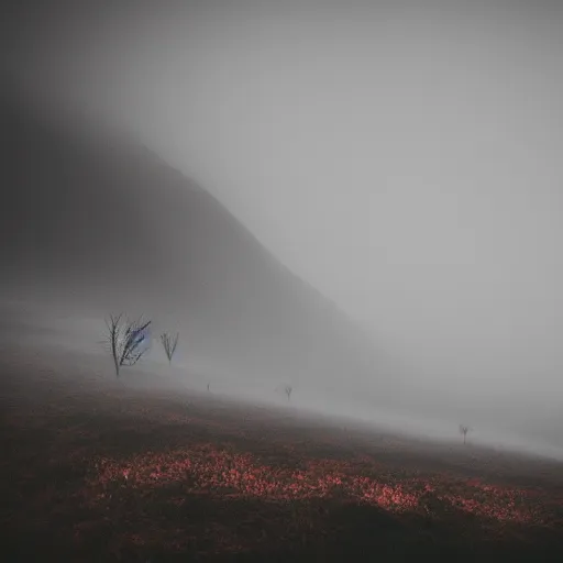 Image similar to Chechnya, cinematic, detailed illustration, nature, fog, dark colors, unknown, confusing, 8k,