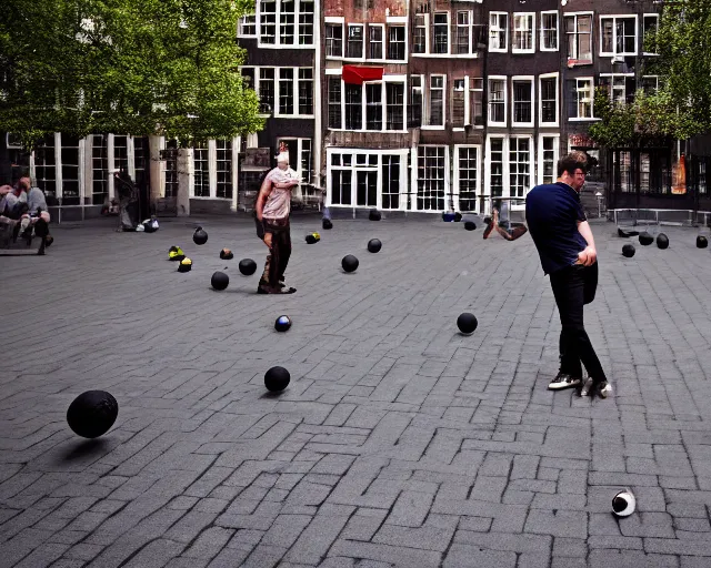 Image similar to playing petanque next to prinsengracht, intricate detail, beautiful aesthetic, cinematic still 8 k