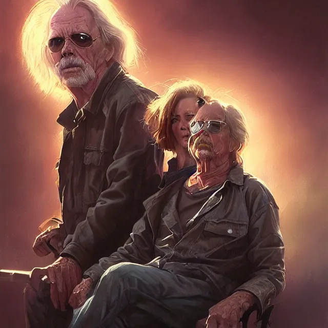 Image similar to the thing john carpenter and kurt russell by stanley artgerm lau, wlop, rossdraws, frank frazetta, andrei riabovitchev, marc simonetti