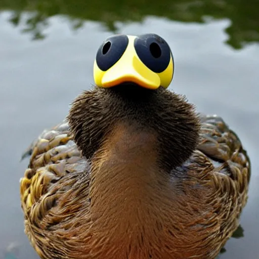 Prompt: a duck with googly eyes