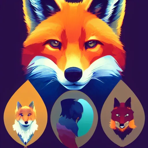 Image similar to face icon vector minimalist mystic fox, loftis, cory behance hd by jesper ejsing, by rhads, makoto shinkai and lois van baarle, ilya kuvshinov, rossdraws global illumination