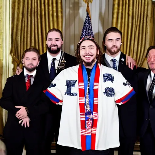 Image similar to Post Malone is elected president of the United States, photograph via The White House photographer