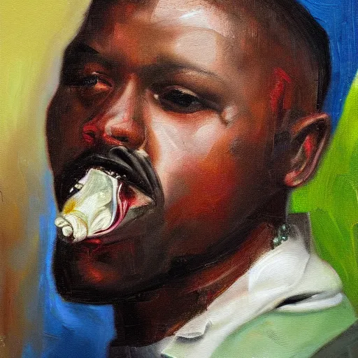 Image similar to mc smoke rapper, oil on canvas, high detail