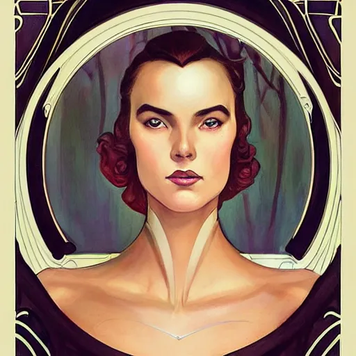 Image similar to a streamline moderne, art nouveau, multi - ethnic and multi - racial portrait in the style of charlie bowater, and in the style of donato giancola, and in the style of charles dulac. very large, clear, expressive, intelligent eyes. symmetrical, centered, ultrasharp focus, dramatic lighting, photorealistic digital painting, intricate ultra detailed background.