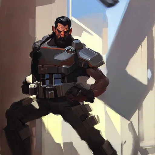 Prompt: Greg Manchess portrait painting of punisher as Overwatch character, medium shot, asymmetrical, profile picture, Organic Painting, sunny day, Matte Painting, bold shapes, hard edges, street art, trending on artstation, by Huang Guangjian and Gil Elvgren and Sachin Teng