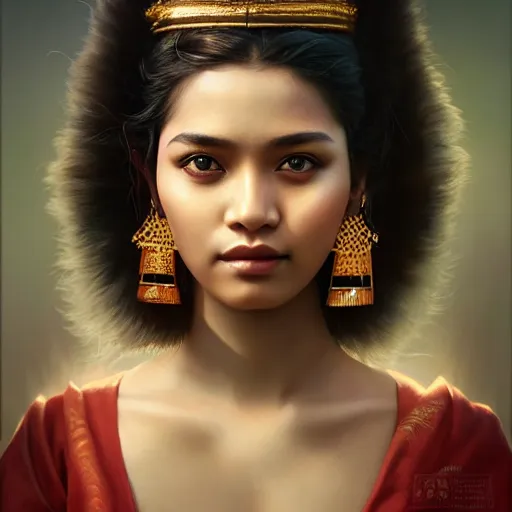 Image similar to beautiful young bihu queen ; portrait by artgerm and tom bagshaw ; trending on artstation ; award winning, cinematic natural dramatic lighting, studio photography by annie leibovitz