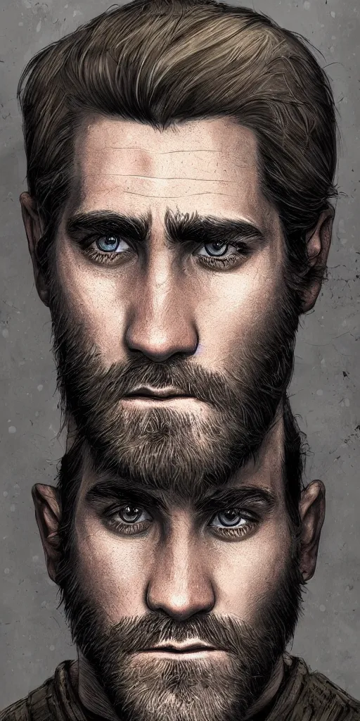 Image similar to Face portrait of Jake Gyllenhaal, dungeons and dragons, magical, medieval fantasy, cinematic, highly detailed, 4k, trending on artstation by H.R. Giger