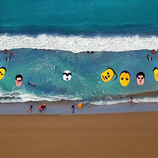 Image similar to “emojis dancing on beach”