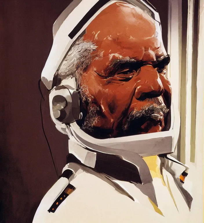 Image similar to Stephen McKinley Henderson as Thufir Hawat mentat human computer painted by Syd Mead