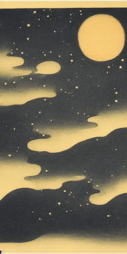 Image similar to night sky by ohara koson, 1 9 1 0