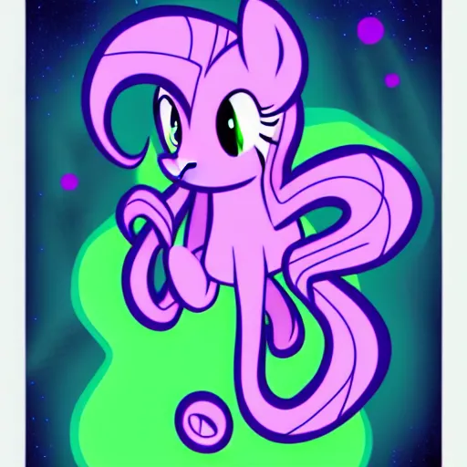 Prompt: cthulhu meets my little pony