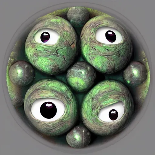 Image similar to a monster with 8 - balls for eyes