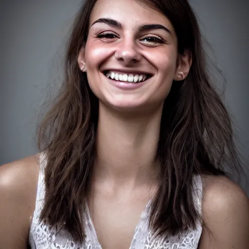 Image similar to portrait beautiful smiling Italian young woman, by Francesco Gioia, clean, detailed, award winning