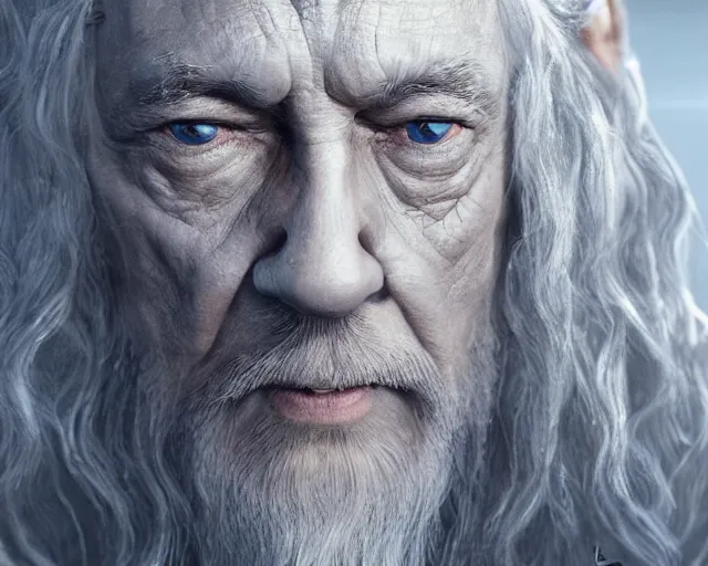 Image similar to jesus christ as gandalf the gray, character art, by various concept artists, redshift render, hyperrealistic face, photorealistic render