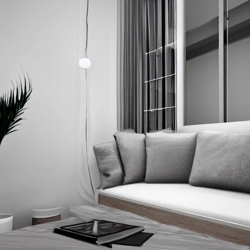 Prompt: modern interior in scandinavian style, white walls, wood table, sofa, carpet, 3 d render, 3 dsmax