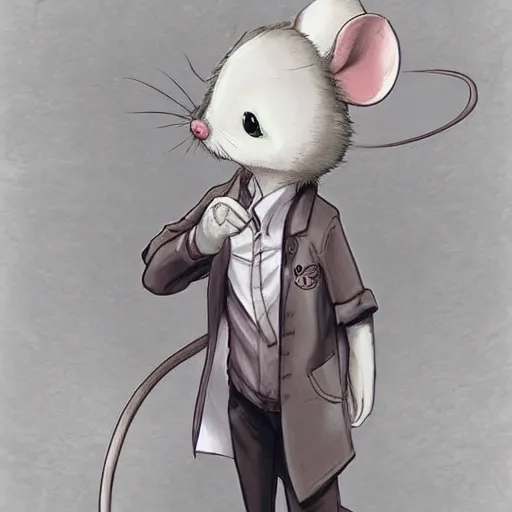 Prompt: Anthropomorphic mouse in white lab coat by rossdraws, Steins;gate mad scientist, ,ambient style, very detailed,detailed armor,detailed