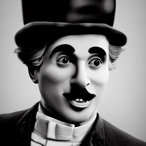 Prompt: charlie chaplin on the street, black and white color aesthetic, highly detailed, photorealistic portrait, bright studio setting, studio lighting, crisp quality and light reflections, unreal engine 5 quality render