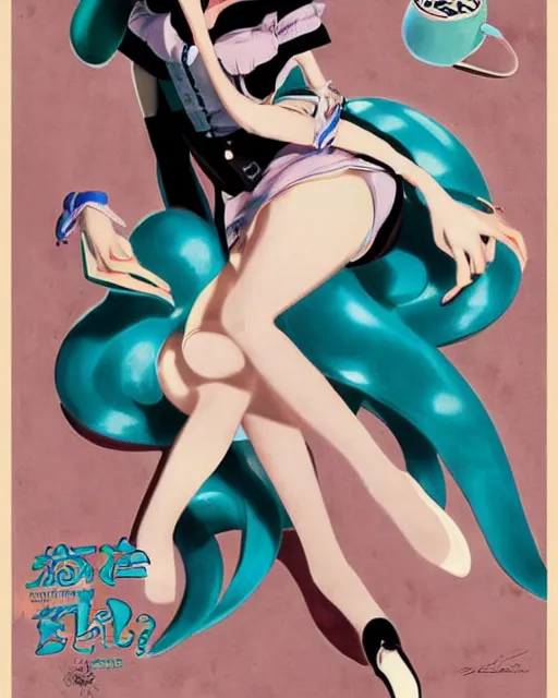 Image similar to Hatsune Miku pin-up poster by Gil Elvgren