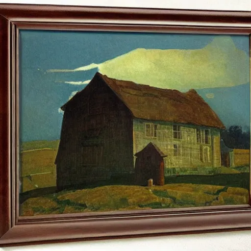 Image similar to a farmhouse by n c wyeth