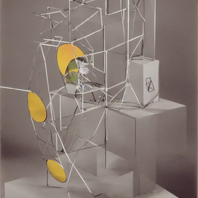 Image similar to a singular impossible quantum readymade machine by Marcel Duchamp on a pedestal, packshot, by Irving Penn, Man Ray, Hito Steyerl, Anish Kapoor, color bleed, light leak, 4k