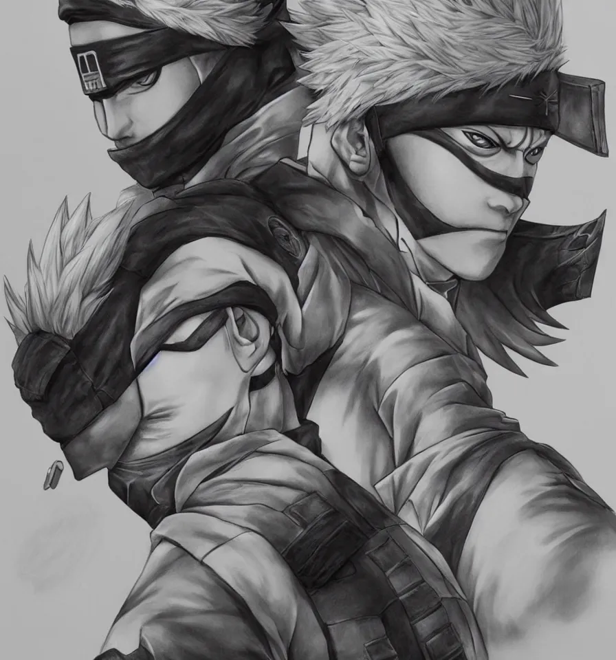 Prompt: hyper-realistic splashart illustration of kakashi hatake drawn by dao trong le