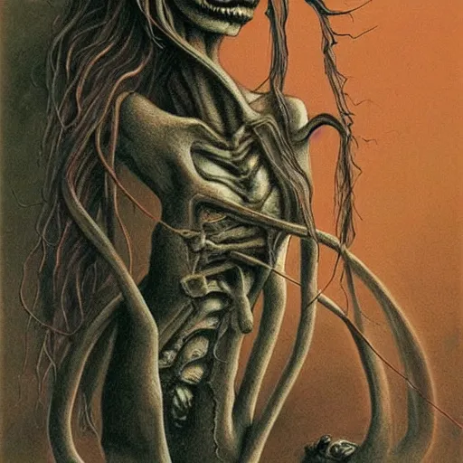 Prompt: grunge drawing of a snake by - Zdzisław Beksiński , corpse bride style, horror themed, detailed, elegant, intricate