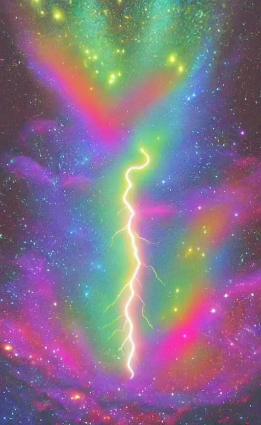 Image similar to galactic rainbow lightning water