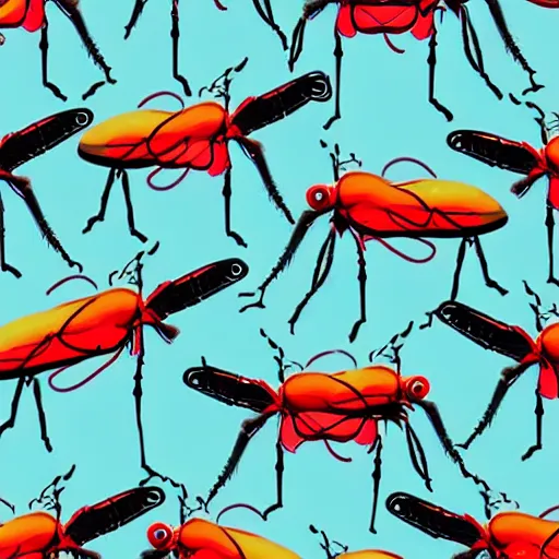 Image similar to seamless, cartoon mosquitos