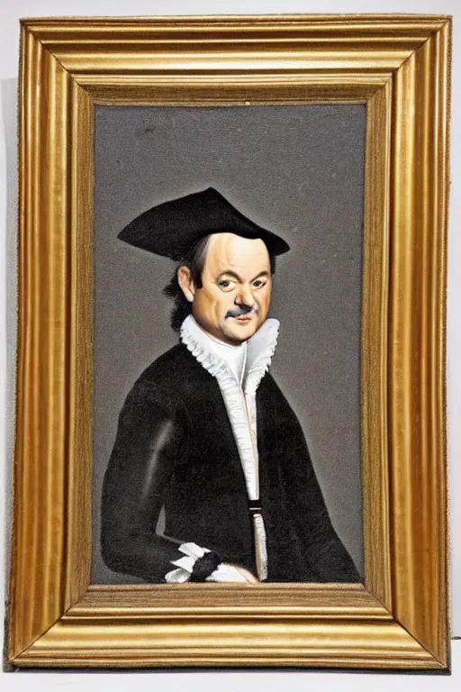 Prompt: a 1 6 0 0 s framed portrait painting of bill murray, intricate, elegant, highly detailed